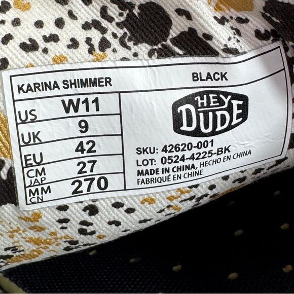 Hey Dude Karina Shimmer Lace Up Sneakers Denim Black Metallic Gold Womens 11 - Picture 11 of 12